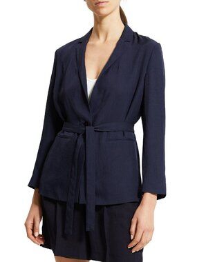 Theory Women’s Medium Elastic Back Waist Belted Jacket  Navy Blue Medium